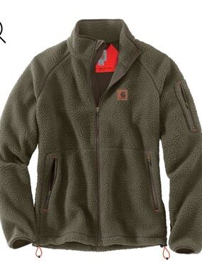 Carhartt Olive Green Sherpa Fleece Zip Jacket